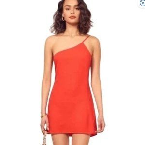 Reformation Red Madison One Shoulder Mini Dress XS